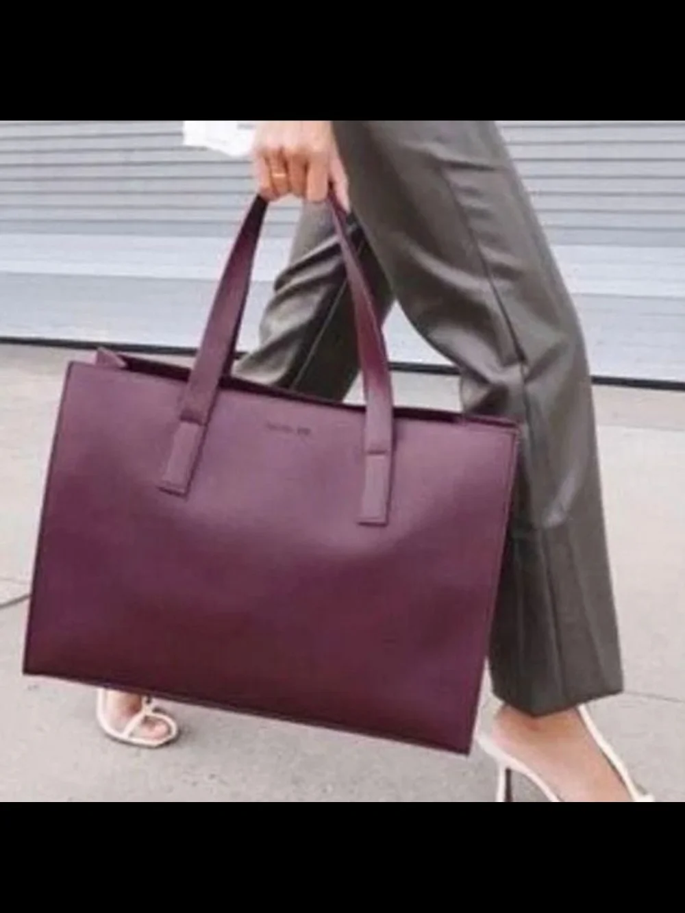 Rachel Zoe NWT Wine Arialith Bordo Vegan Faux Leather Tote Shoulder Bag - Picture 4 of 8